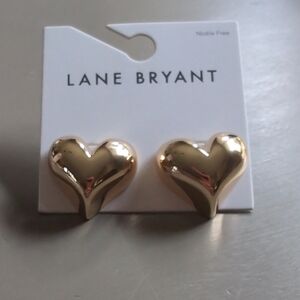 Lane Bryant Shiny Gold Heart Earrings new